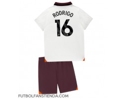 Manchester City Rodri Hernandez #16 Segunda Equipación Niños 2023-24 Manga Corta (+ Pantalones cortos)